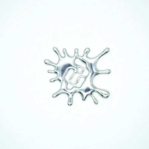Silberne Metallic-Künstler-Patches – Liquid Splash PVC-Design mit Handmotiv