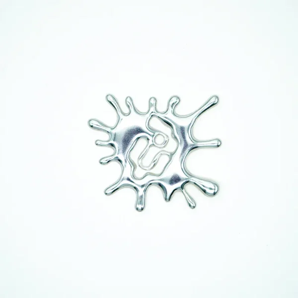 Silver Metallic Artist Patches – Liquid Splash PVC Design with Hand Motif
