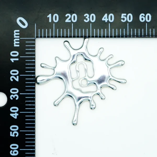 Silver Metallic Artist Patches – Liquid Splash PVC Design with Hand Motif - 이미지 5
