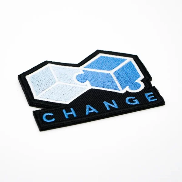 Creative Backing for Embroidery Patches with “CHANGE” Text - Imagen 2