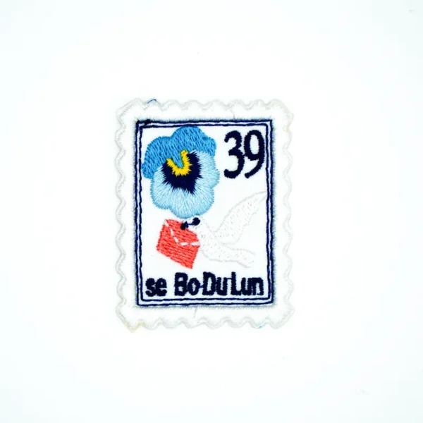 Custom Embroidered Patch No Minimum – Postage Stamp Style with Flowers & Birds
