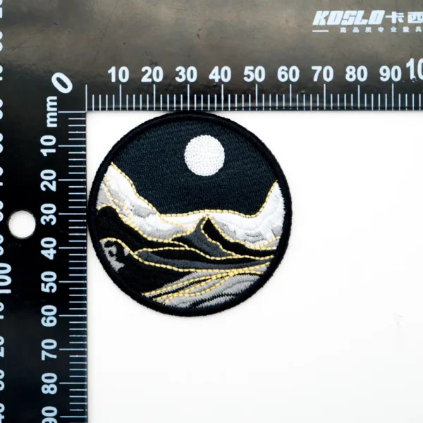 Custom Embroidered Velcro Patches with Moon Mountain Scene - Imagen 4