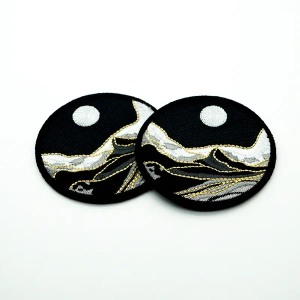 Custom Embroidered Velcro Patches with Moon Mountain Scene - Imagen 2