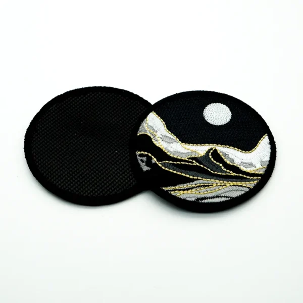 Custom Embroidered Velcro Patches with Moon Mountain Scene - Imagen 3