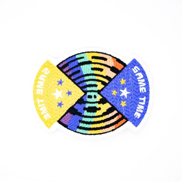 Embroidered Patches Self Adhesive – “SAME TIME” Star Fan Design