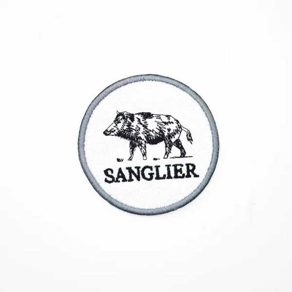 Parches bordados con nombre – Diseño de jabalí “Sanglier”