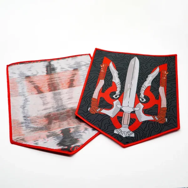 Heat Press Woven Labels with Sword & Weapon Design - Hình ảnh 2