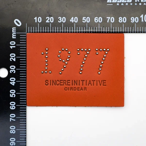 Orange Leather Adhesive Patch with Silver Studs - 이미지 5