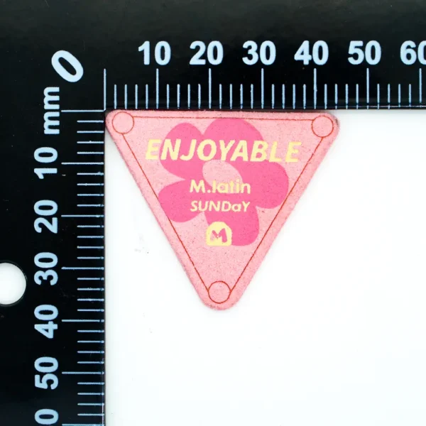 Pink Triangle Leather Hat Patch with “ENJOYABLE” Text - 이미지 5
