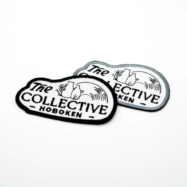 Name Tag Patch Embroidered with Leaf & Bottle Design - Imagen 3