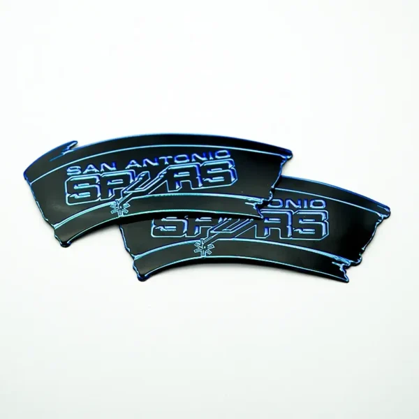 Custom Blue TPU Badges for Backpacks – Fan Shape - Image 3