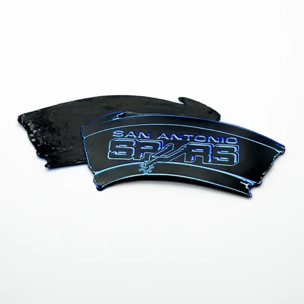 Custom Blue TPU Badges for Backpacks – Fan Shape - Image 2