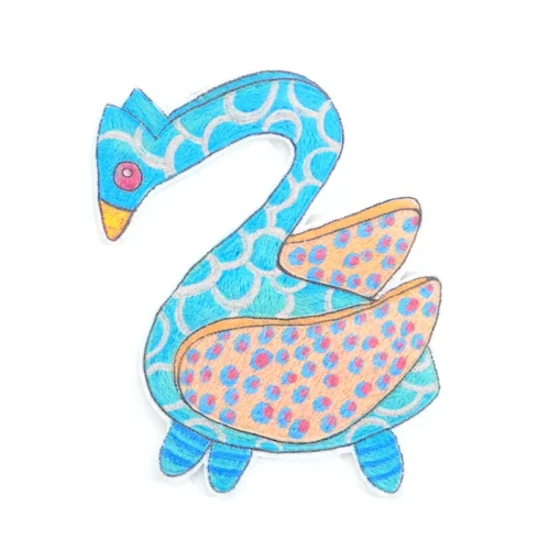 Etiqueta bordada impressa personalizada com cisne de desenho animado