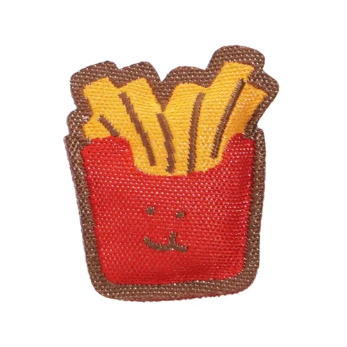 Patch bordado de batatas fritas 3D, apliques suaves para roupa e sacos de criança