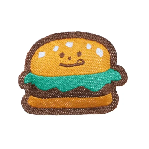 Patch bordado com puff 3D de hambúrguer bonito e aplique macio para roupas e bolsas de crianças