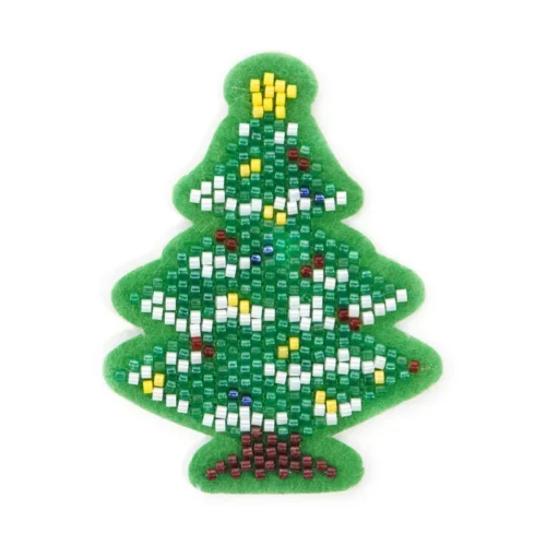 Patch de bordado de contas em forma de árvore de Natal