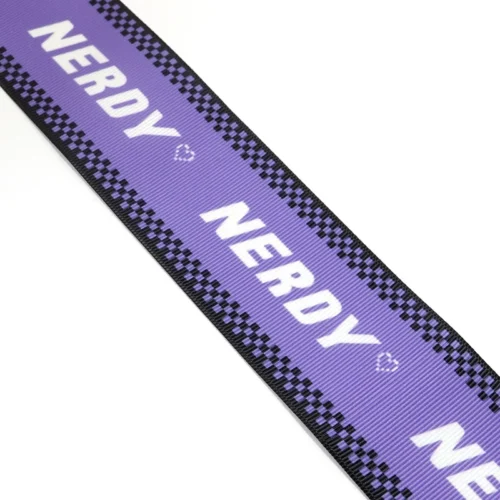 Fita de gorgorão-2 Cinta de gorgorão impressa em xadrez roxo NERDY