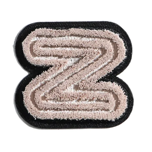 Patch bordado Rosa claro Preto Letra Z Toothbrush