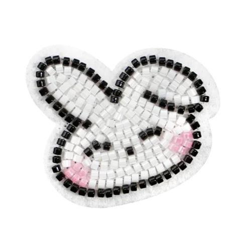 Patch de bordado de missangas para crianças com cabeça de coelho branco estilo Pixel